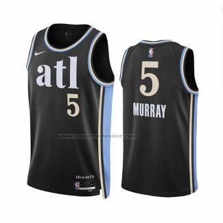 Maglia Atlanta Hawks Dejounte Murray #5 Citta 2023-24 Nero