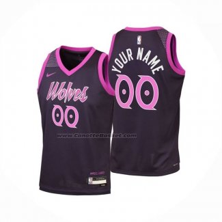 Maglia Bambino Minnesota Timberwolves Personalizzate Citta 2025-26 Nero