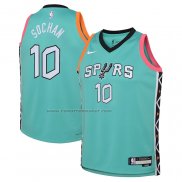 Maglia Bambino San Antonio Spurs Jeremy Sochan #10 Citta 2022-23 Verde