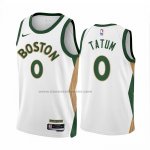 Maglia Boston Celtics Jayson Tatum #0 Citta 2023-24 Bianco