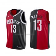 Maglia Brooklyn Nets Houston Rockets James Harden NO 13 Split Nero Rosso