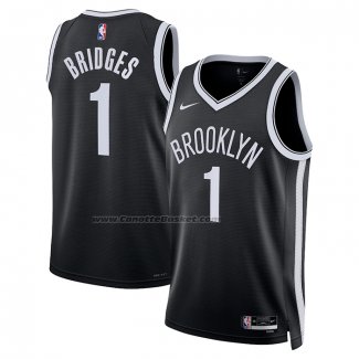 Maglia Brooklyn Nets Mikal Bridges #1 Icon 2022-23 Nero
