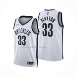 Maglia Brooklyn Nets Nic Claxton No 33 Association 2024-25 Bianco