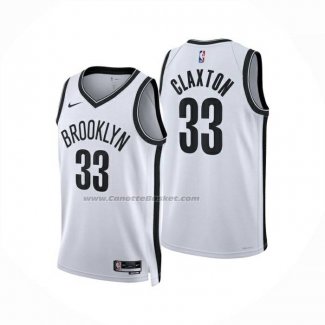 Maglia Brooklyn Nets Nic Claxton No 33 Association 2024-25 Bianco