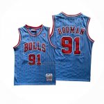 Maglia Chicago Bulls Dennis Rodman No 91 Mitchell & Ness 1996-97 Blu
