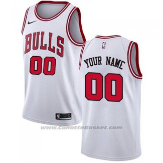 Maglia Chicago Bulls Nike Personalizzate 2017-18 Bianco