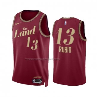 Maglia Cleveland Cavaliers Ricky Rubio #13 Citta 2023-24 Rosso