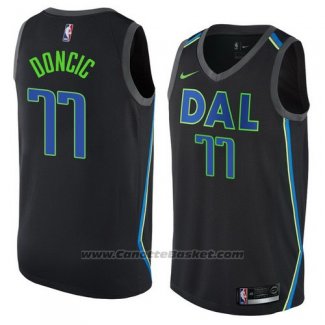 Maglia Dallas Mavericks Luka Doncic #77 Citta 2017-18 Nero