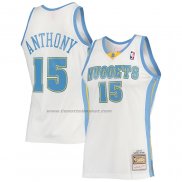 Maglia Denver Nuggets Carmelo Anthony NO 15 Mitchell & Ness 2006-07 Bianco