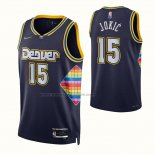 Maglia Denver Nuggets Nikola Jokic NO 15 Citta 2021-22 Blu