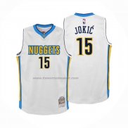 Maglia Denver Nuggets Nikola Jokic No 15 Mitchell & Ness 2016-17 Bianco
