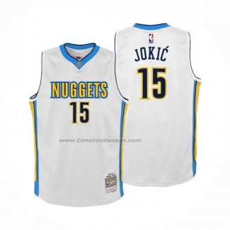 Maglia Denver Nuggets Nikola Jokic No 15 Mitchell & Ness 2016-17 Bianco