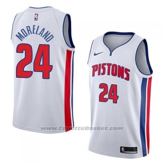 Maglia Detroit Pistons Eric Moreland #24 Association 2018 Bianco