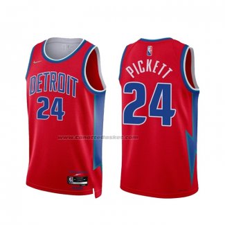 Maglia Detroit Pistons Jamorko Pickett NO 24 Citta 2021-22 Rosso