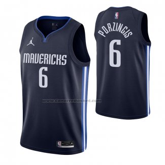 Maglia Doncic Mavericks Kristaps Porzingis NO 6 Statement 2020-21 Blu