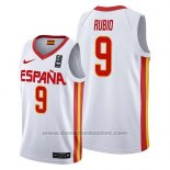 Maglia Espana Ricky Rubio #9 2019 FIBA Baketball World Cup Bianco