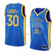 Maglia Golden State Warriors Stephen Curry NO 30 Earned 2022-23 Blu