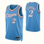 Maglia Los Angeles Clippers Kawhi Leonard NO 2 Citta 2021-22 Blu