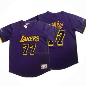 Maglia Manica Corta Los Angeles Lakers Luka Doncic No 77 Viola
