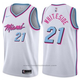 Maglia Miami Heat Hassan Whiteside #21 Citta 2017-18 Bianco