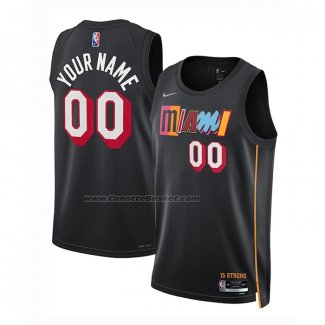 Maglia Miami Heat Personalizzate Citta 2021-22 Nero