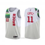 Maglia Milwaukee Bucks Brook Lopez #11 Earned Bianco