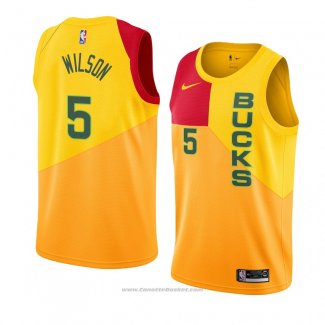 Maglia Milwaukee Bucks D. J. Wilson #5 Citta 2018-19 Giallo