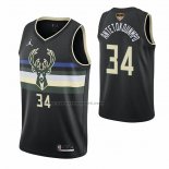 Maglia Milwaukee Bucks Giannis Antetokounmpo NO 34 Statement 2021 Finals Nero