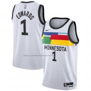 Maglia Minnesota Timberwolves Anthony Edwards #1 Citta 2022-23 Bianco