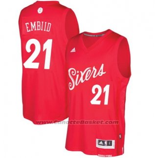 Maglia Natale 2016 Philadelphia 76ers Joel Embiid #21 Rosso