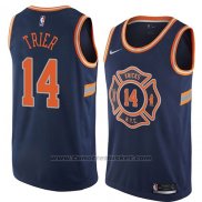 Maglia New York Knicks Allonzo Trier #14 Citta 2018 Blu