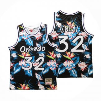 Maglia Orlando Magic Shaquille O'neal NO 32 Floral Fashion Nero