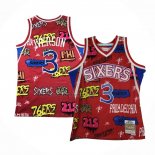 Maglia Philadelphia 76ers Allen Iverson #3 Slap Sticker Mitchell & Ness 1996-97 Rosso