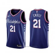 Maglia Philadelphia 76ers Joel Embiid #21 Citta 2019-20 Blu