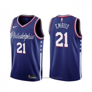 Maglia Philadelphia 76ers Joel Embiid #21 Citta 2019-20 Blu