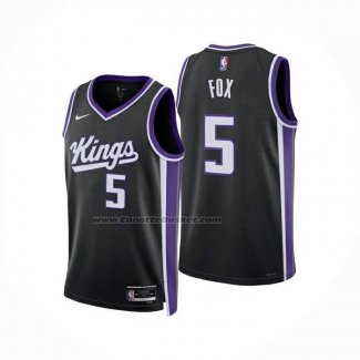 Maglia Sacramento Kings Deaaron Fox No 5 Icon 2024-25 Nero