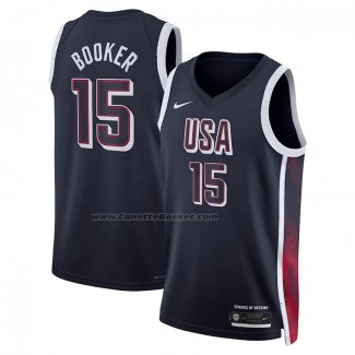 Maglia USA 2024 Devin Booker #15 Blu