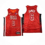 Maglia USA 2024 LeBron James #6 Olimpiadi Rosso