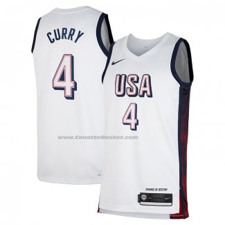 Maglia USA 2024 Stephen Curry #4 Bianco