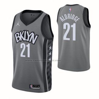 Maglia Brooklyn Nets Lamarcus Aldridge NO 21 Statement 2021 Grigio