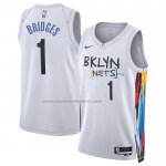 Maglia Brooklyn Nets Mikal Bridges #1 Citta 2022-23 Bianco