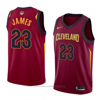 Maglia Cleveland Cavaliers Lebron James #23 Icon 2017-18 Finals Bound Rosso