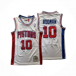 Maglia Detroit Pistons Dennis Rodman No 10 Mitchell & Ness 1988-89 Bianco