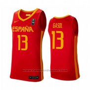 Maglia Espana Marc Gasol #13 2019 FIBA Baketball World Cup Rosso