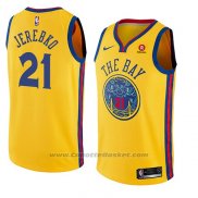 Maglia Golden State Warriors Jonas Jerebko #21 Citta 2018-19 Giallo