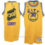 Maglia Golden State Warriors Stephen Curry #30 Retro City Bus Giallo