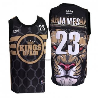 Maglia Los Angeles Lakers LeBron James NO 23 Lion Nero