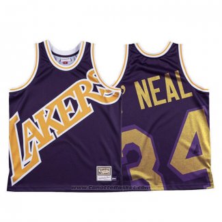 Maglia Los Angeles Lakers Shaquille O'neal #34 Mitchell & Ness Big Face Viola