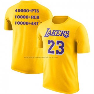Maglia Manica Corta Los Angeles Lakers James No 23 Commemorative Giallo1