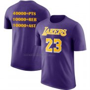 Maglia Manica Corta Los Angeles Lakers James No 23 Commemorative Viola1